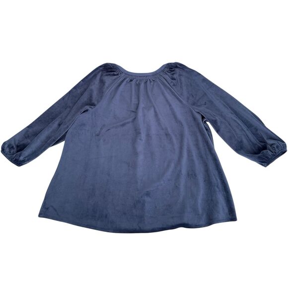 Crown & Ivy NWT Women’s‎ Icon Peasant Top Size XXL Harbor Navy Velvet - Picture 7 of 10